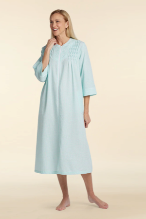 Miss Elaine Long Nightgown - Brushed Back Satin, Long Sleeves and