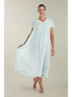 miss elaine silk essence short sleeve long nighty aqua 5043190 01