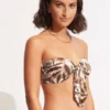 Seafolly Island In The Sun Twist Tie Front Bandeau Bikini With Hipster Ecru 03