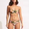 Seafolly Paradise Garden Bustier Bandeau Bikini With Reversible Hipster- Avocado 01