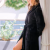 Lingerie & Leisure Winter Fleece Dressing Gown- Black (Style: PD037)