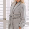 Lingerie & Leisure Winter Fleece Dressing Gown- Silver Grey (PD039)