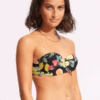 seafolly lemoncello bustier bandeau bikini with hipster bottom black 03