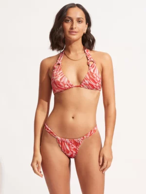 Seafolly Poolside Slide Tri Bikini With Rio Pant Pink Chintz 01