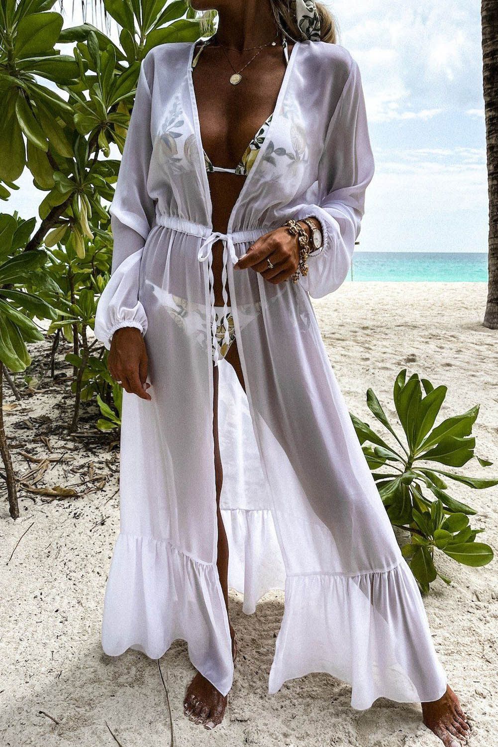 long sheer beach cover up