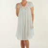 Miss Elaine Silk Essence Short Nighty- Aqua (Style: 204319)