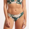 Seafolly Fleur De Bloom Longline Tri Bikini With Hipster - Evergreen 02 Seafolly Fleur De Bloom Longline Tri Bikini With Hipster - Evergreen 02