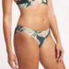 Seafolly Fleur De Bloom Longline Tri Bikini With Hipster - Evergreen 03 Seafolly Fleur De Bloom Longline Tri Bikini With Hipster - Evergreen 03