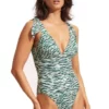 Seafolly Wild At Heart V Neck One Piece Swimsuit - Evergreen 01 Seafolly Wild At Heart V Neck One Piece Swimsuit - Evergreen 01