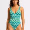Seafolly Neue Wave V Neck One Piece in Jade