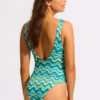 Seafolly Neue Wave V Neck One Piece in Jade