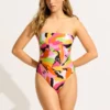 Seafolly Rio DD Bandeau One Piece Swimsuit in Hot Pink