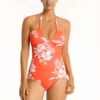 Sea Level Aloha Halter Bandeau Tankini - Flame