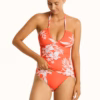 Sea Level Aloha Halter Bandeau Tankini - Flame