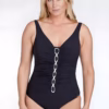 Sunflair NOS Criss-Cross Full Piece Swimsuit - Black (Style: 72236)