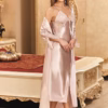 Lingerie & Leisure Full Length Satin Negligee Set - Pink
