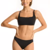 Sea Level Scalloped Square Neck Bikini - Black