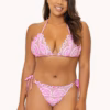 PilyQ Amalfi Lace Tri Bikini - Pink d cup