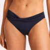 Seafolly Halter Bandeau Bikini With Twist Band Hipster - True Navy