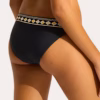 Seafolly Kasbah Halter Bandeau Bikini in Black. Features reversible design, soft cups, side boning, gripper tape, and low-rise pant with regular coverage.