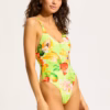 Seafolly Tropique V Neck One Piece Swimsuit - Aloe Gel