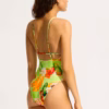 Seafolly Tropique V Neck One Piece Swimsuit - Aloe Gel