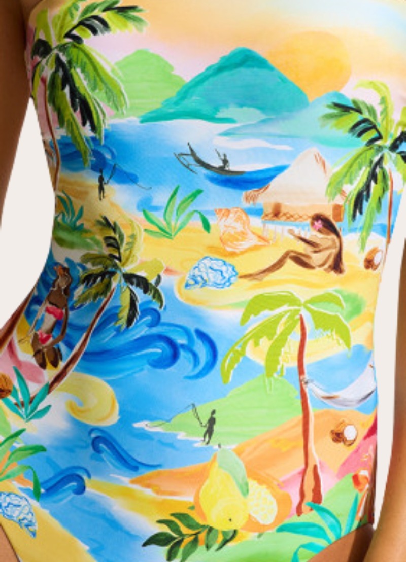 Seafolly South Pacific Bandeau One Piece Swimsuit - Turquoise