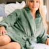 Lingerie & Leisure Winter Fleece Dressing Gown- Green (Style: PD045)