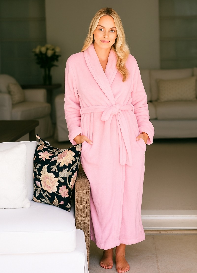 Lingerie & Leisure Winter Fleece Dressing Gown- Pink (Style: PD044)