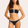 Seafolly Beach Bound Zip Front Bandeau Bikini - Black