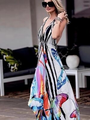 Plunging Backless Halter Dress (Style: 01)