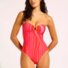 Seafolly Coastline Ring Front Bandeau One Piece Swimsuit – Flame