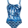 Sunflair Tropical Print One-Piece Swimsuit – Blue & White (Style 72018)