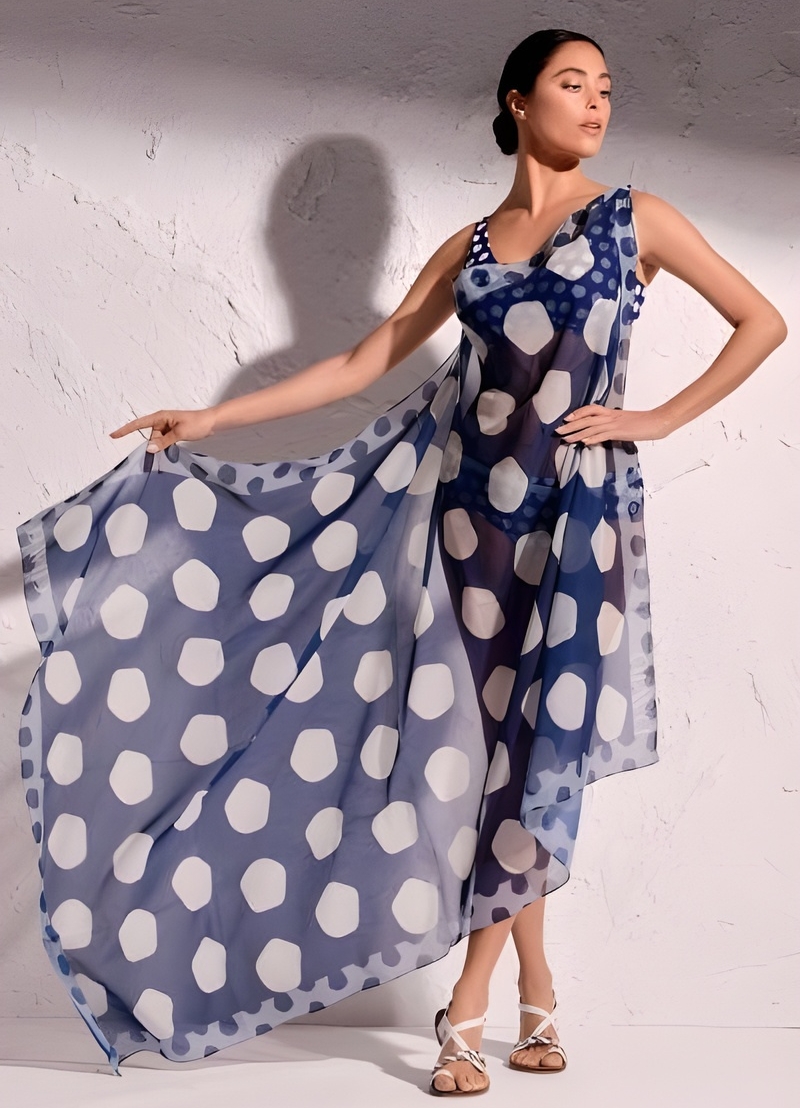 David Asimmetric Pois Sarong - Blue (Style: DA25-029)
