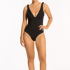 Sea Level Babylon Bow Longline Scoop Back One-Piece Swimsuit - Black (Style: SL1091BN)