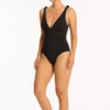 Sea Level Babylon Bow Longline Scoop Back One-Piece Swimsuit - Black (Style: SL1091BN)