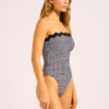Seafolly Gia Check Ric Rac DD Bandeau One Piece Swimsuit – Black (Style: 11206DD282)