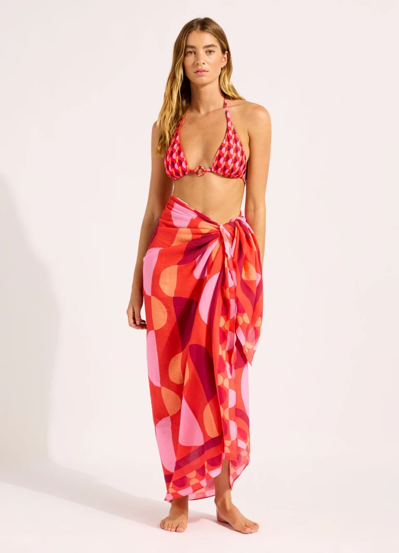 Seafolly Sorrento Sarong – Flame (Style: 55572-SG) 2 Seafolly Sorrento Sarong – Flame (Style: 55572-SG)
