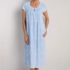 Miss Elaine Cottonessa Long Nightgown - Blue Paisley (Style: 507855-133)
