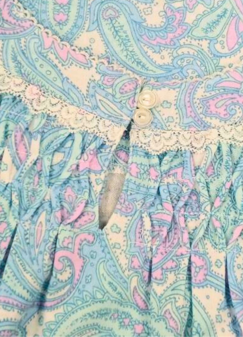 Miss Elaine Cottonessa Long Nightgown - Blue Paisley (Style: 507855-133) fabric swatch