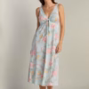 Miss Elaine Vintage Knit Long Nightgown – Sage / Pink Peony Sprays (Style: 524895-373)