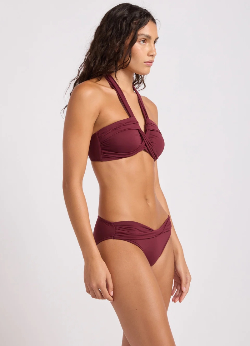 Seafolly Collective Halter Bandeau Bikini - dark Burgundy