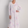 Miss Elaine Honeycomb Knit Winter Long Nighty – Pink & Lavender Sprays on Ivory (Style: 517815-X149)