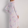Miss Elaine Honeycomb Knit Winter Long Nighty – Pink & Lavender Sprays on Ivory (Style: 517815-X149)