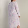Miss Elaine Honeycomb Knit Winter Long Nighty – Pink & Lavender Sprays on Ivory (Style: 517815-X149)