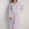 Miss Elaine Quilt-in-Knit Long Zip Robe – Pink & Lavender Sprays on Ivory (Style: 667815-X149)
