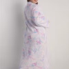 Miss Elaine Quilt-in-Knit Long Zip Robe – Pink & Lavender Sprays on Ivory (Style: 667815-X149)