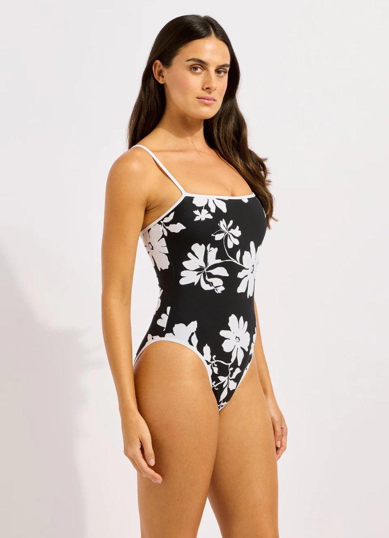 Seafolly Mayflower Square Neck One Piece Swimsuit – Black