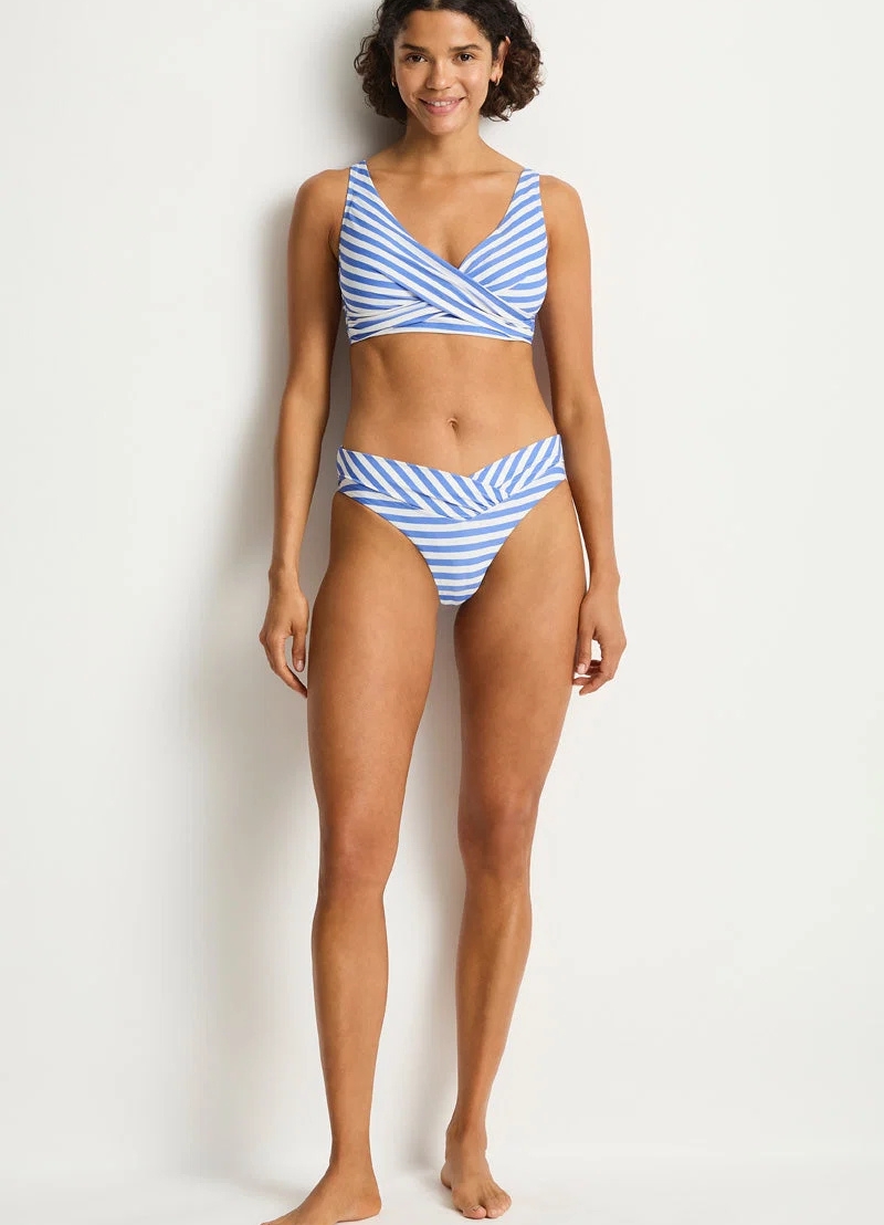 Sea Level Amour Cross Front Multifit Bra Bikini - Blue & White Stripe