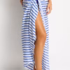 Sea Level Vacay Long Sarong - Blue & White Stripe